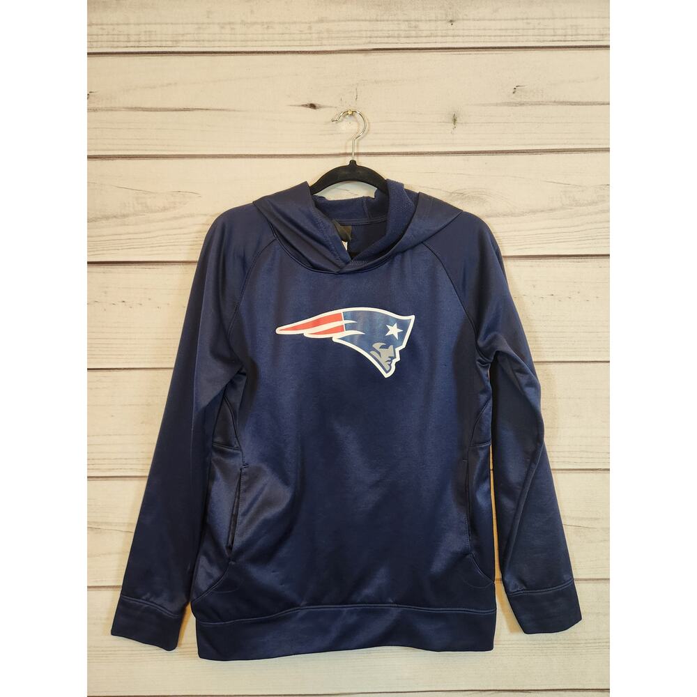 NFL Boys New England Patriots Blue Long Sleeve Pullover Hoodie Sweatshirt XL‎